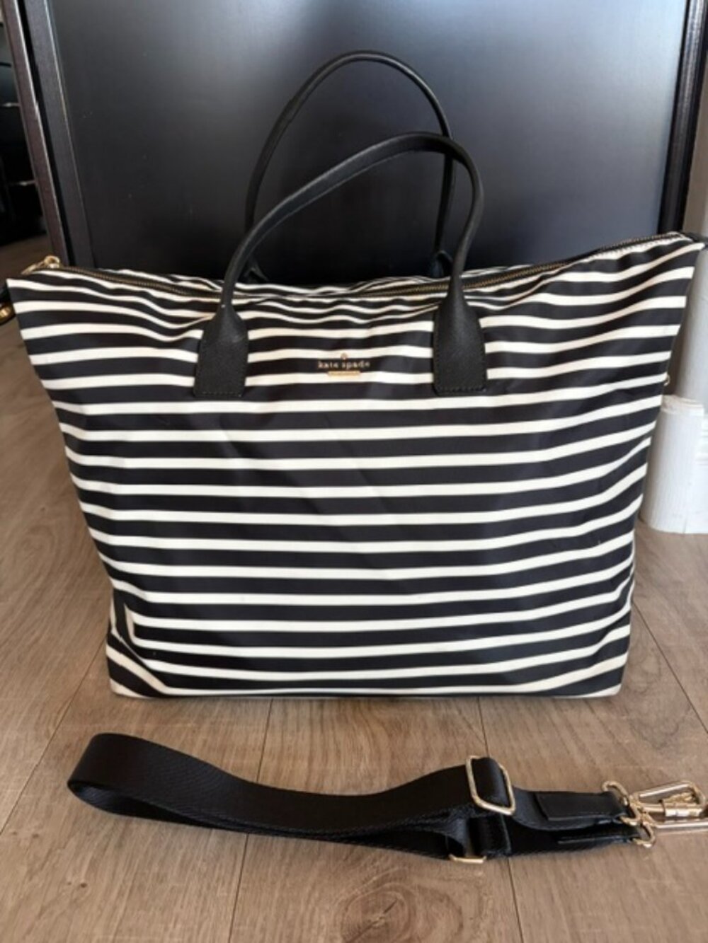 Kate Spade Classic Noel Striped Weekender Duffel w/Shoulder Strap